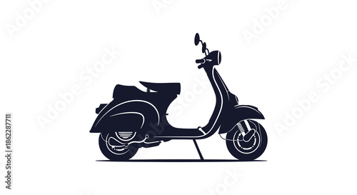 A striking silhouette of a classic vintage scooter showcasing its iconic design and retro appeal