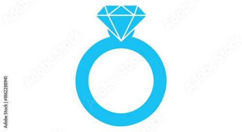 Blue diamond ring icon isolated on transparent background