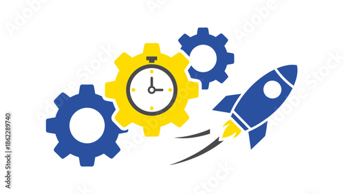 Rocket Launching Through Interconnected Gears and Time Mechanism