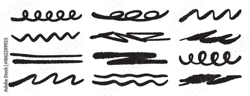 Hand drawn underline strokes decorative design art pattern texture line accent