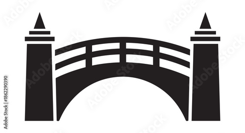 Arch bridge with pillars isolated on transparent background