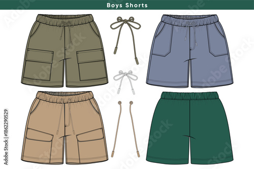 Boys Shorts Vector Flat Drawing