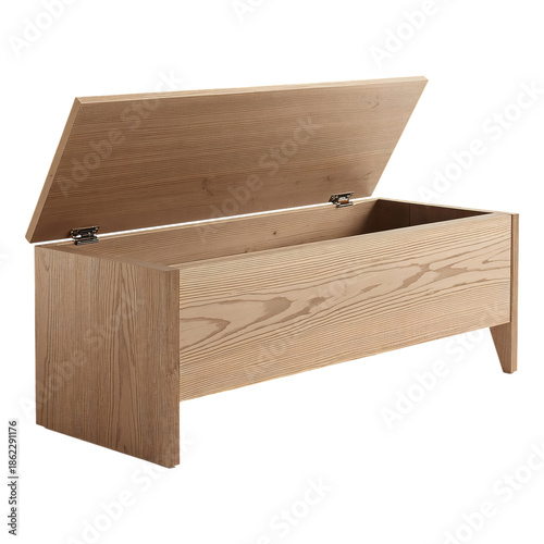 Wooden Storage Box With a Lid Placed on a Flat Surface