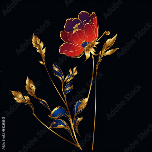 妖艶な赤い花　AI生成素材