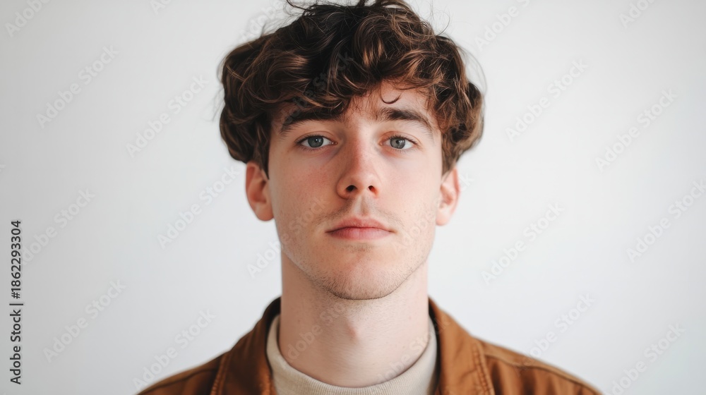 Fototapeta premium young white man looking at the camera generative ai