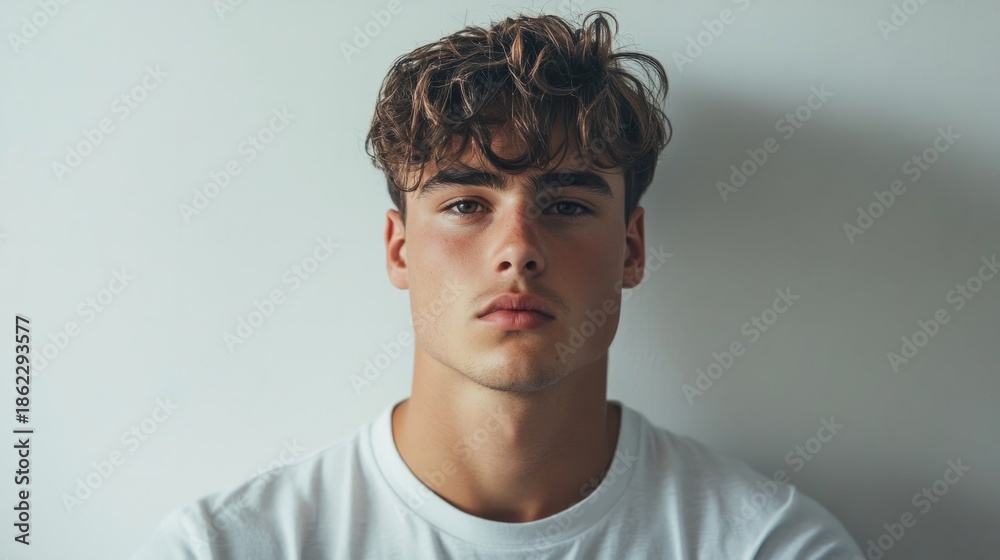 Obraz premium young white man looking at the camera generative ai