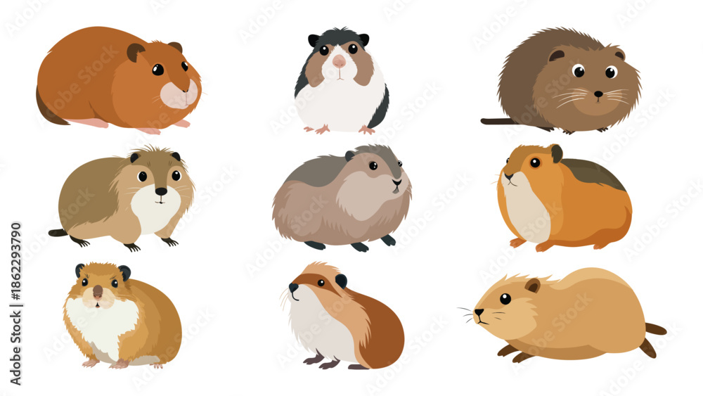 Obraz premium lemming mammal rodent small burrowing Flat Vector Illustration on Transparent Background