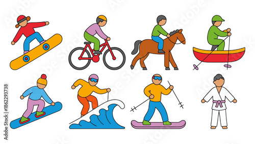 support people boy fun sport group playing teamwork Flat Vector Illustration on Transparent Background