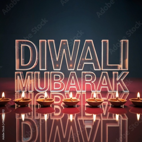 Traditional Diwali Celebration with Glowing Diyas and Fireworks