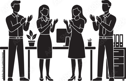Man and woman business silhouettes vector illustration