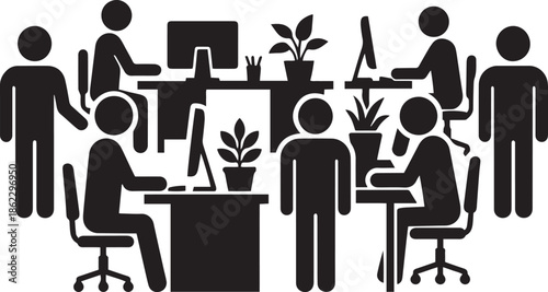 Silhouettes of people in a kitchen setting