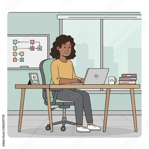 Woman Working on a Laptop