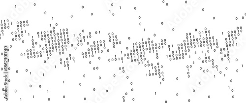 Technology stream binary code. Digital illustration. White matrix background. Programming, coding, hacking and encryption.