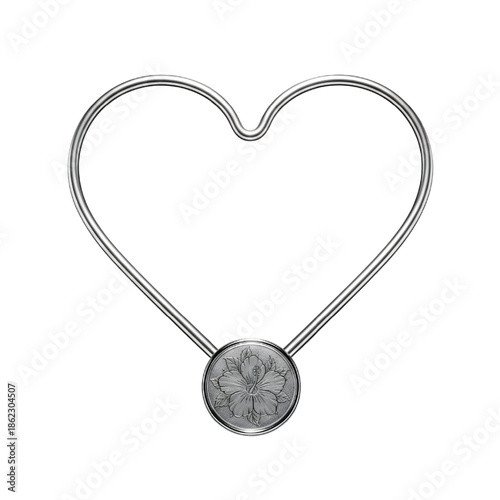 stethoscope Heart with flower illustration