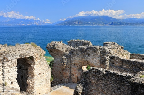 Grottoes of Catullus on Sirmione at Lake Garda. Italy, Europe.