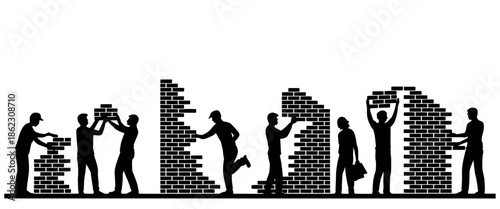 Teamwork and construction progress Vector