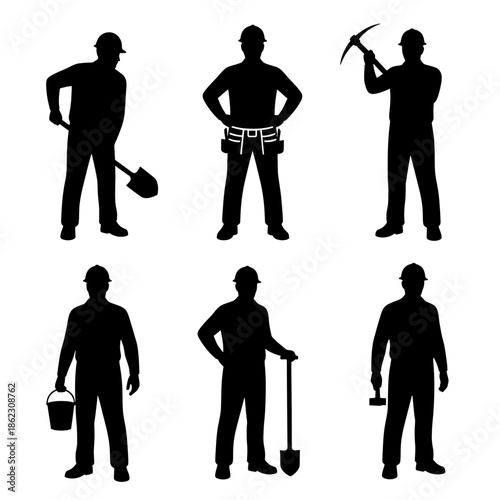 Construction workers engaged in various tasks Vector