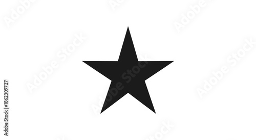 A simple solid black five pointed star is prominently displayed against a clean white background