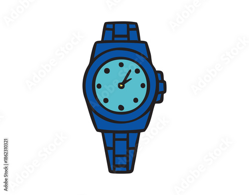 Chronograph wristwatch, hand drawn doodle