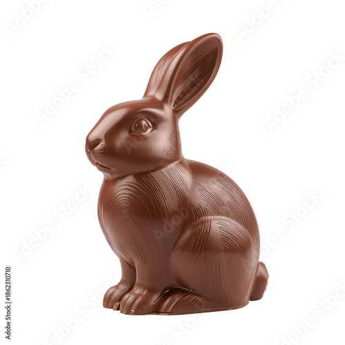Chocolate Bunny Sitting on a Flat Surface During Spring Festivities in a Brig...