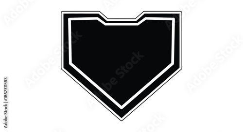 A simple graphical representation of a black shield with a white outline a minimalist design