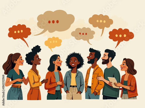 Quirky Doodle of Diverse Community Collaboration and Idea Sharing