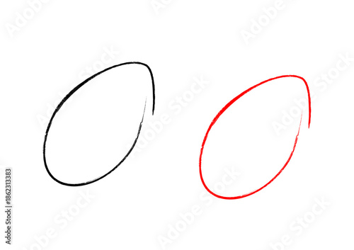 red  and black circle brush stroke marker highlighter, stock vector (1)