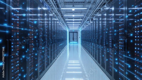 Interior of a hyperscale ai datacenter and cryptocurrency mining farm - enterprise networking and computing 