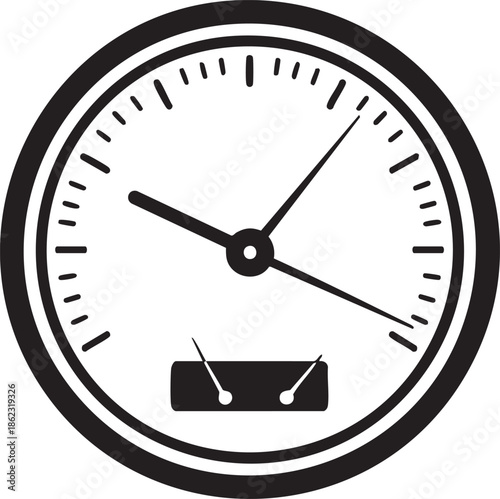 Classic analog gauge with two smaller dials silhouette