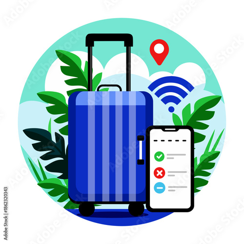 A flat style illustration showing a navigation app