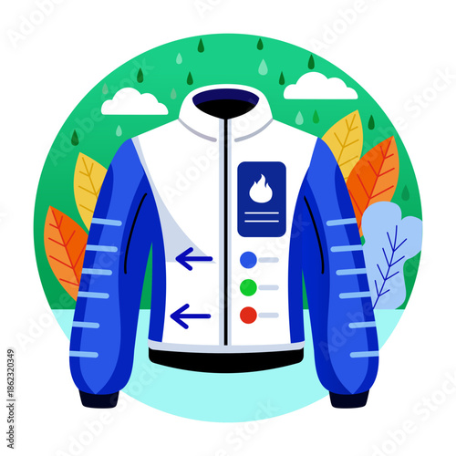 A flat style illustration showing a smart jacket