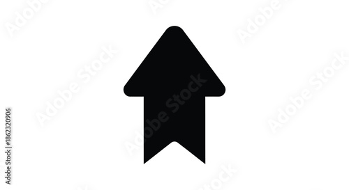 A simple black upward pointing arrow icon on a stark white background minimalistic design