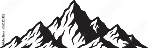 Majestic mountain range silhouette isolated on transparent background