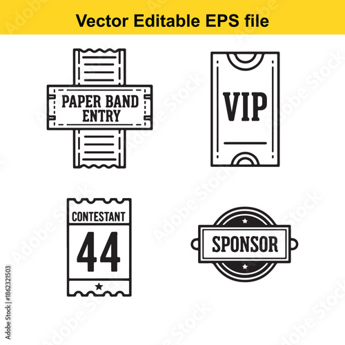  vector editable eps file with ticket and sponsor illustrations on white background