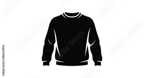 A simple black silhouette of a long sleeved sweatshirt showcasing a classic casual apparel design