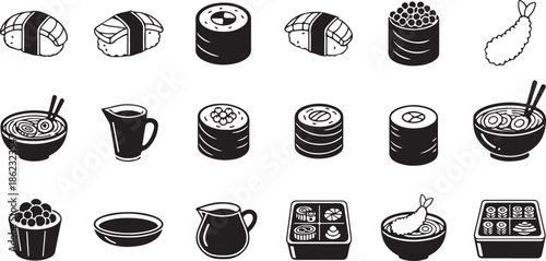 Collection of japanese food icons