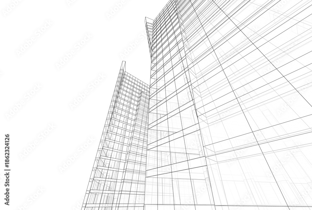 Fototapeta premium Abstract architecture building 3D illustration