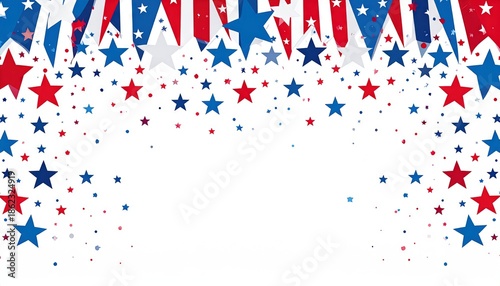 patriotic red white and blue template with American stars and stripes - invitation, card, menu, and coupon background template