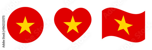 Vietnam Flag Icon Set on Transparent Background. National Symbol. Vector Illustration