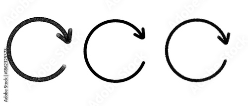 Set of circular arrow icon representing loading, refresh, and reload actions. Round arrow symbol used to indicate refreshing and reloading processes.