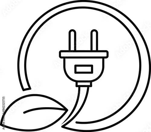 Eco-friendly power plug icon representing green energy and sustainable electricity sources