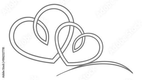 intricate looping lines forming a heart shape with floral elements a delicate artistic silhouette high quality