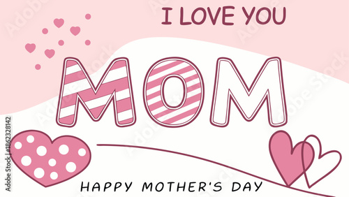 A heartfelt mother s day greeting card with the word mom and lovely hearts a beautiful silhouette