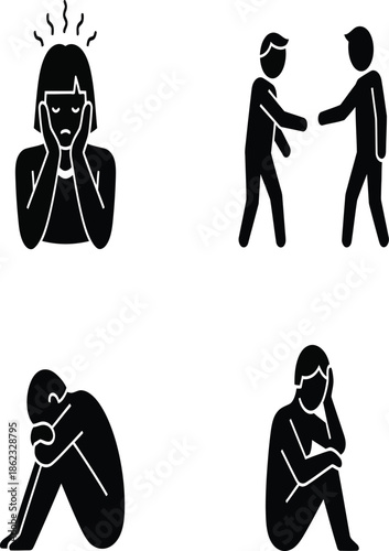 Depicting human emotions with four black figures a striking silhouette