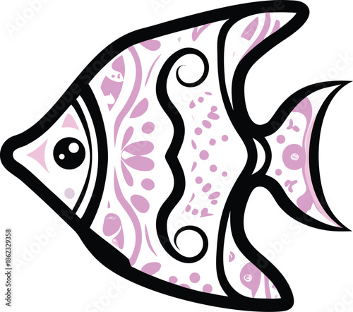 angelfish icon Black silhouette vector illustration on transparent background