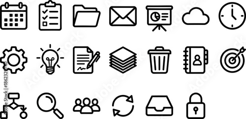  Minimalist icons for organization and productivity tools 