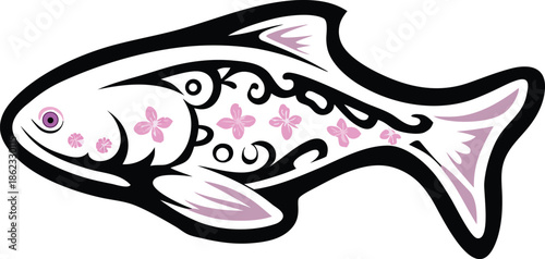 glass knifefish icon Black silhouette vector illustration on transparent background