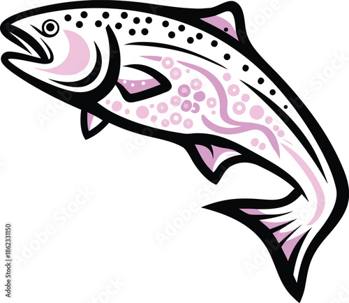 trout icon Black silhouette vector illustration on transparent background