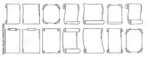 Notepad frame set hand drawn doodle empty collection 