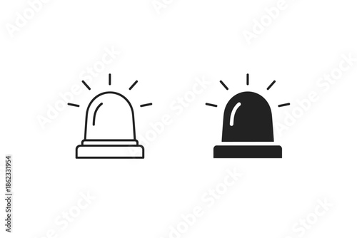 Simple siren icons, one outlined and one solid black, on a white background